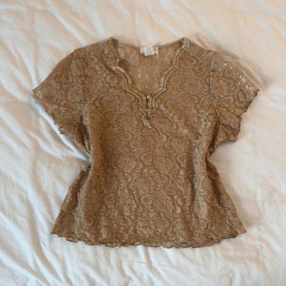 Romantic Moods Gold Y2K lace top - Picture 2 of 4